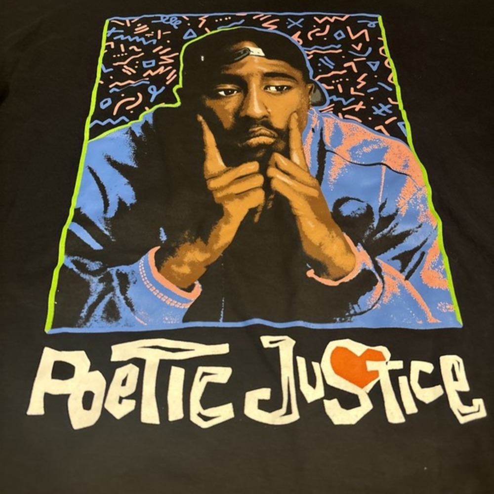 Philcos Poetic Justice Tupac Long Sleeve Tee Men's 2XL Black Graphic Tshirt - Picture 2 of 5
